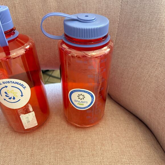 Lot of 2 Nalgene Water Bottles BPA/BPS Free 32 oz Orange Purple New in Wrapper - Picture 4 of 7